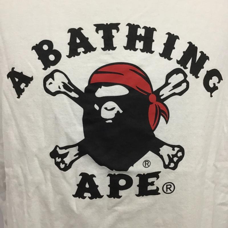 アベイシングエイプ A BATHING APE Tシャツ 半袖 半袖カットソー プリントTシャツ クルーネックカットソー XL プリント 白 / ホワイト / メンズ USED 古着 中古 10105547