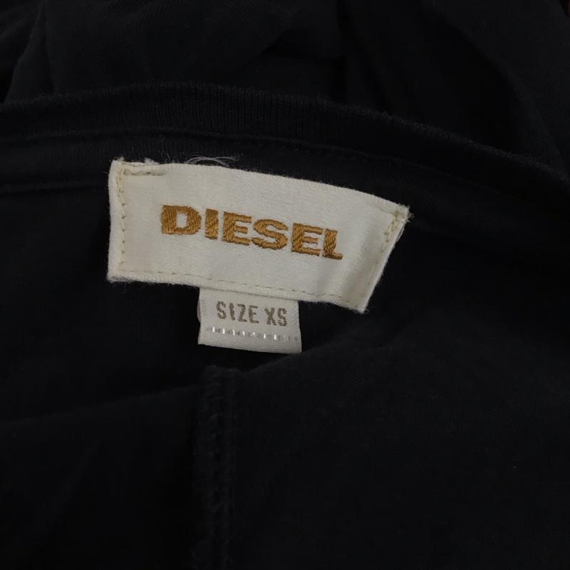 ディーゼル DIESEL Tシャツ 長袖 Uネック ロンT XS ロゴ、文字 黒 / ブラック / レディース USED 古着 中古 10112345
