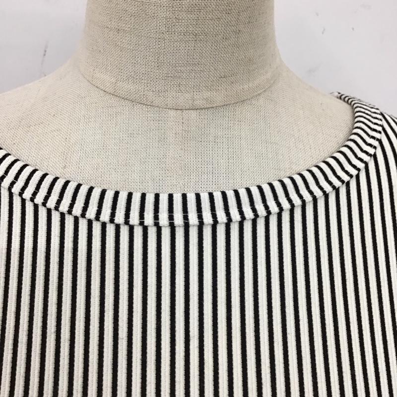 アズールバイマウジー AZUL BY MOUSSY カットソー 長袖 250DSH80-047C BACK TWIST OPEN TOPS S ボーダー柄 白 / ホワイト / X 黒 / ブラック / レディース USED 古着 中古 10115906
