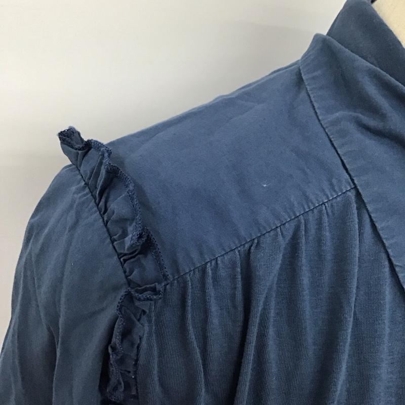 ザラ ZARA ワンピース ロングスカート 長袖シャツワンピース 前空きロングワンピース フレアスカート L 無地 青 / ブルー / レディース USED 古着 中古 10125263