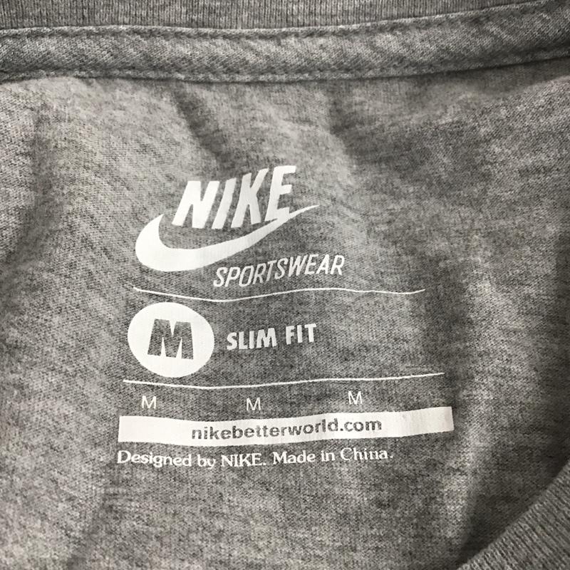 ナイキ NIKE カットソー 長袖 長袖カットソー クルーネックカットソー プリントTシャツ ロングスリーブカットソー M ロゴ、文字 灰 / グレー /  メンズ USED 古着 中古 10111108