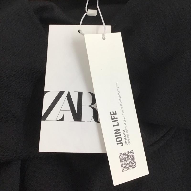 ザラ ZARA ワンピース ロングスカート 5580 001 800 フロントギャザー 長袖 Vネック タグ付き S 無地 黒 / ブラック / レディース USED 古着 中古 10139401