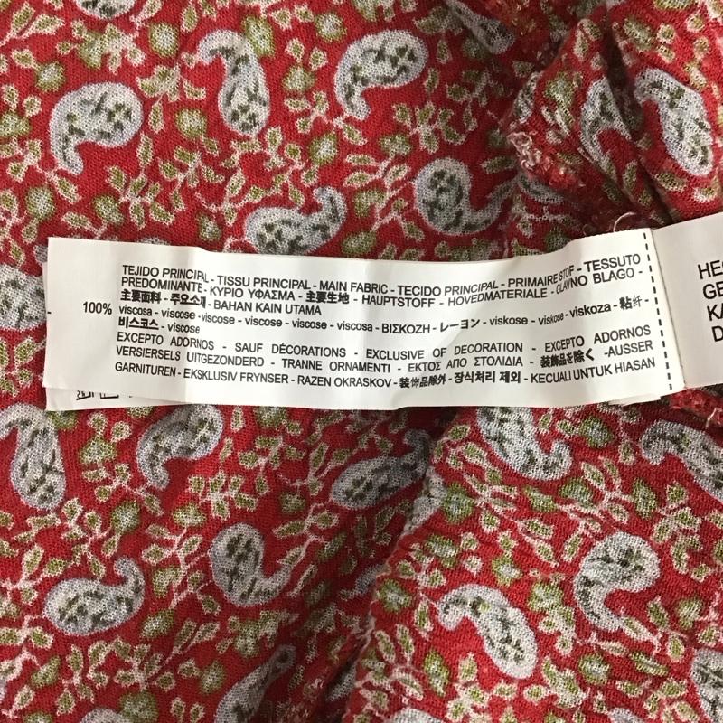 ザラ ZARA カットソー 長袖 L 総柄 赤 / レッド / レディース USED 古着 中古 10130292