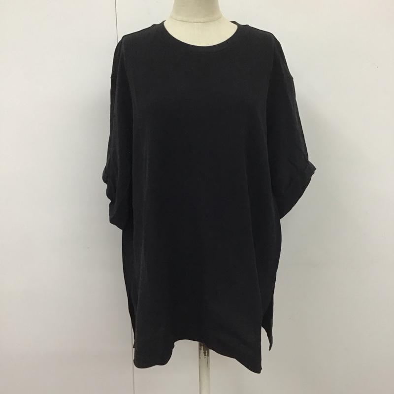 ミラオーウェン Mila Owen Tシャツ 半袖 09WCT202227 袖折り返しビックTシャツ オーバーサイズ 46 無地 黒 / ブラック / レディース USED 古着 中古 10112193