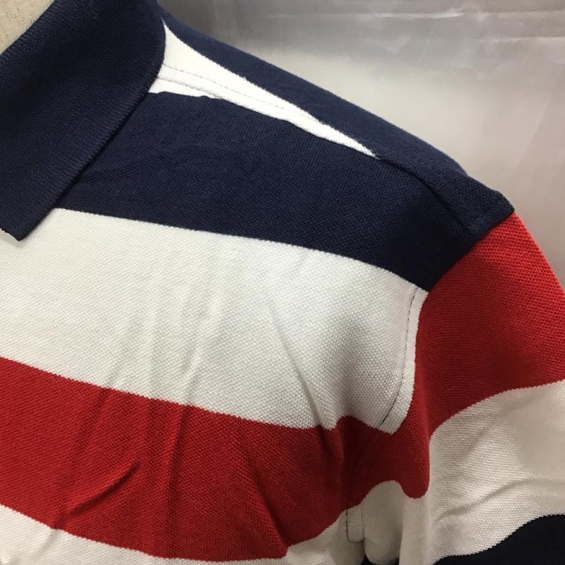 トミーヒルフィガー TOMMY HILFIGER ポロシャツ 半袖 半袖カットソー 半袖ポロシャツ カラーシャツ S ボーダー柄 白 / ホワイト / X 赤 / レッド / X 紺 / ネイビー /  メンズ USED 古着 中古 10111036