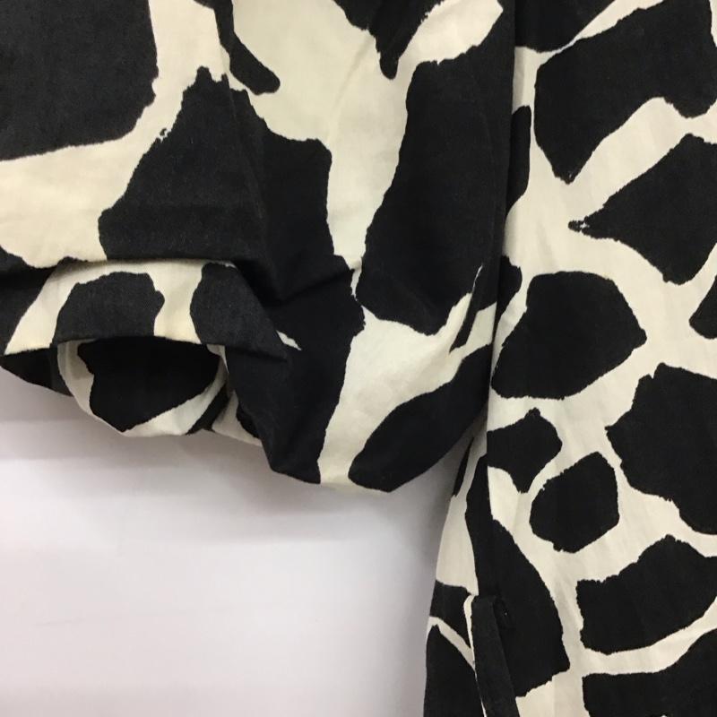 ザラ ZARA ワンピース ロングスカート 2427 250 093 バルーンスリーブ シャツワンピース スキッパーワンピース XS アニマル柄 白 / ホワイト / X 黒 / ブラック / レディース USED 古着 中古 10138651