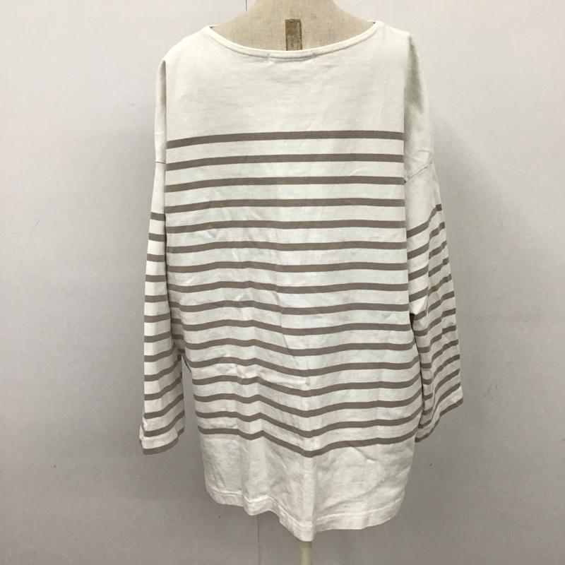 サマンサモスモスブルー Samansa Mos2 blue Tシャツ 七分袖 FREE ボーダー柄 白 / ホワイト / X ベージュ / ベージュ / レディース USED 古着 中古 10121533