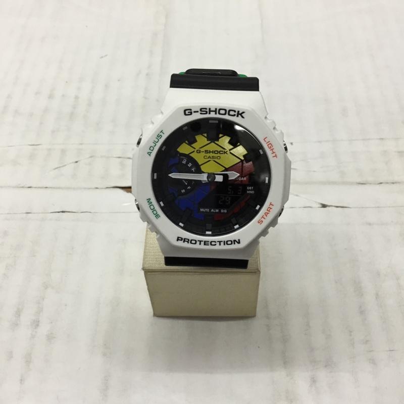 ジーショック G-SHOCK 腕時計 アナログ(クォーツ式) GAE-2100RC ルービックキューブ コラボレーション ロゴ、文字 黒 / ブラック / X 白 / ホワイト / X 橙 / オレンジ / X 緑 / グリーン / メンズ USED 古着 中古 10110540
