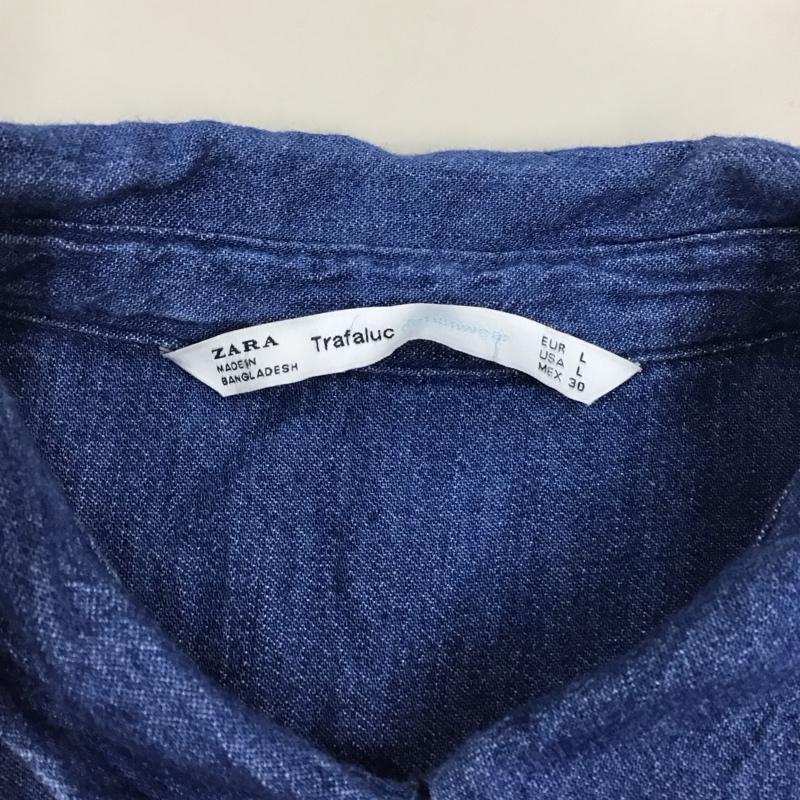ザラ ZARA シャツ、ブラウス 長袖 長袖シャツ カラーシャツ 長袖カットソー デニムシャツ L 無地 青 / ブルー / レディース USED 古着 中古 10116351