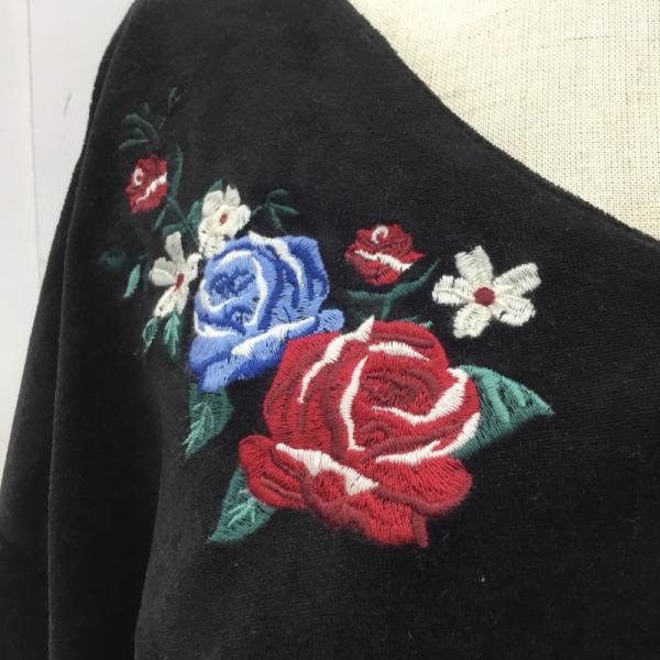 イング INGNI カットソー  長袖カットソー 刺繍 M 無地 黒 / ブラック /  レディース USED 古着 中古 10026867