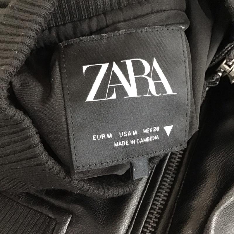 ザラ ZARA ジャケット、上着 ジャンパー、ブルゾン ジップアップジャケット フェイクレザー アウター M 無地 黒 / ブラック / レディース USED 古着 中古 10118523