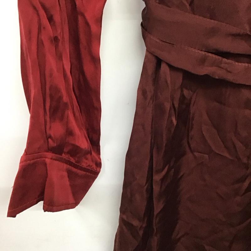 ザラ ZARA ワンピース ロングスカート 8426 740 606 タイ付き 長袖 S 無地 赤 / レッド / レディース USED 古着 中古 10138646