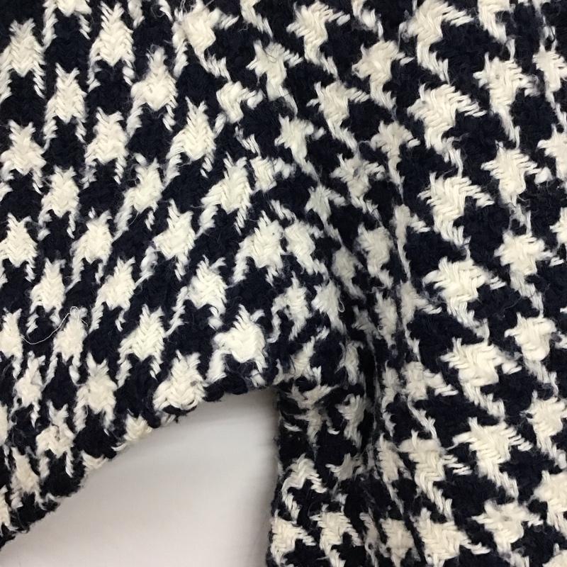 ザラウーマン ZARA WOMAN ニット、セーター 長袖 7563/245/080 コットンツイードフリンジボタントップ XS 白 / ホワイト / X 紺 / ネイビー / レディース USED 古着 中古 10138091