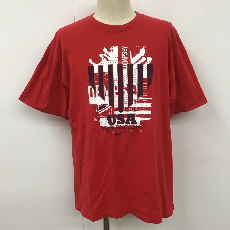 ナイキ NIKE Tシャツ 半袖 半袖カットソー プリントTシャツ クルーネックカットソー スポーツウェア L プリント 赤 / レッド / メンズ USED 古着 中古 10107211