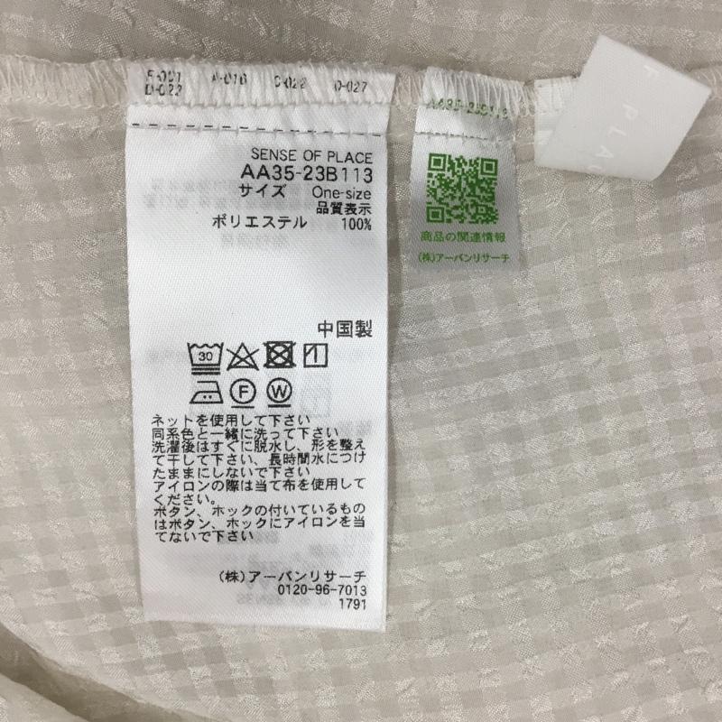 センスオブプレイス SENSEOFPLACE カットソー 半袖 aa35-23b113 シャツ ブラウス 半袖カットソー ノーカラーシャツ FREE チェック 白 / ホワイト /  レディース USED 古着 中古 10112284