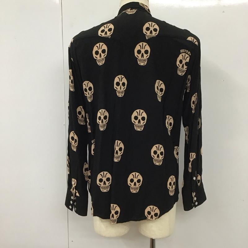 ヒステリックグラマー HYSTERIC GLAMOUR シャツ、ブラウス 長袖 長袖シャツ カラーシャツ ポケットシャツ 長袖カットソー プリントシャツ ロゴ、文字 黒 / ブラック /  メンズ USED 古着 中古 10112145
