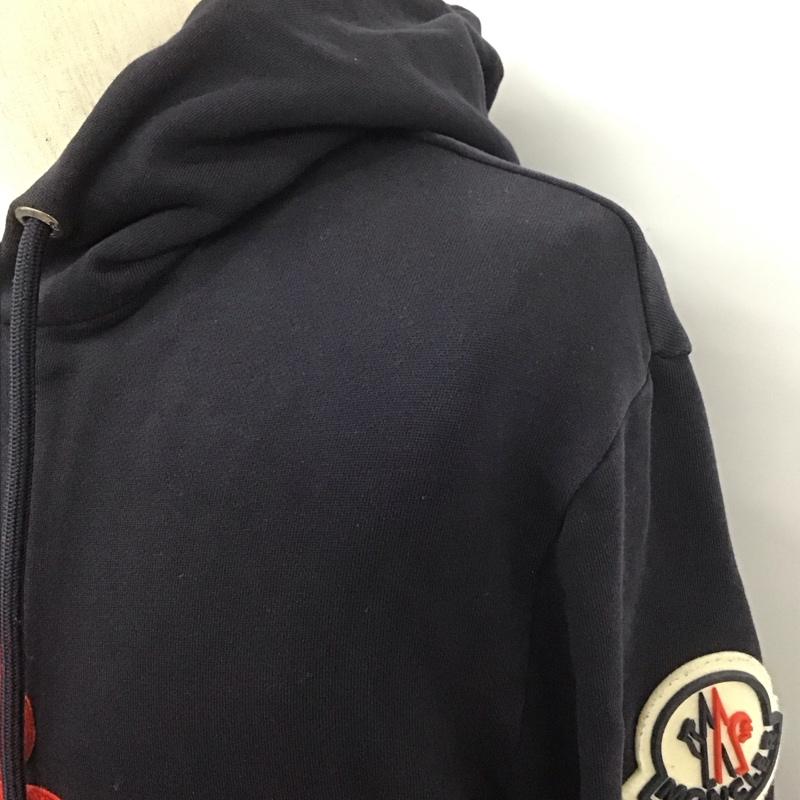 モンクレール MONCLER パーカー 長袖 長袖パーカー フード付きパーカー プリントスウェット トレーナー L ロゴ、文字 紺 / ネイビー / メンズ USED 古着 中古 10110387