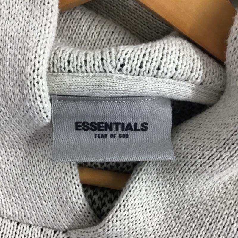 エッセンシャルズ ESSENTIALS パーカー 長袖 長袖ニットパーカー プルオーバーニット M ロゴ、文字 灰 / グレー / メンズ USED 古着 中古 10134965