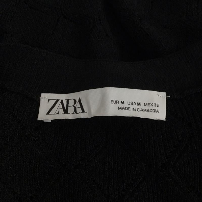 ザラ ZARA カーディガン 半袖 Vネック 五分袖 M 黒 / ブラック / レディース USED 古着 中古 10109658