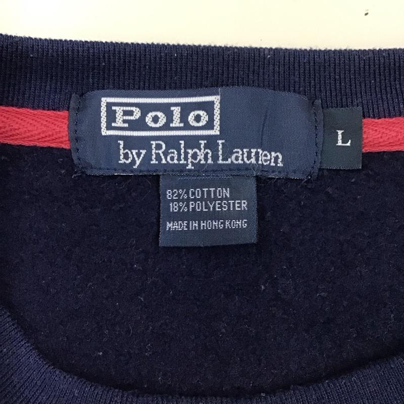 ポロバイラルフローレン Polo by RALPH LAUREN トレーナー 長袖 長袖トレーナー スウェット クルーネック リブスウェットカットソー L ロゴ、文字 紺 / ネイビー / メンズ USED 古着 中古 10111814