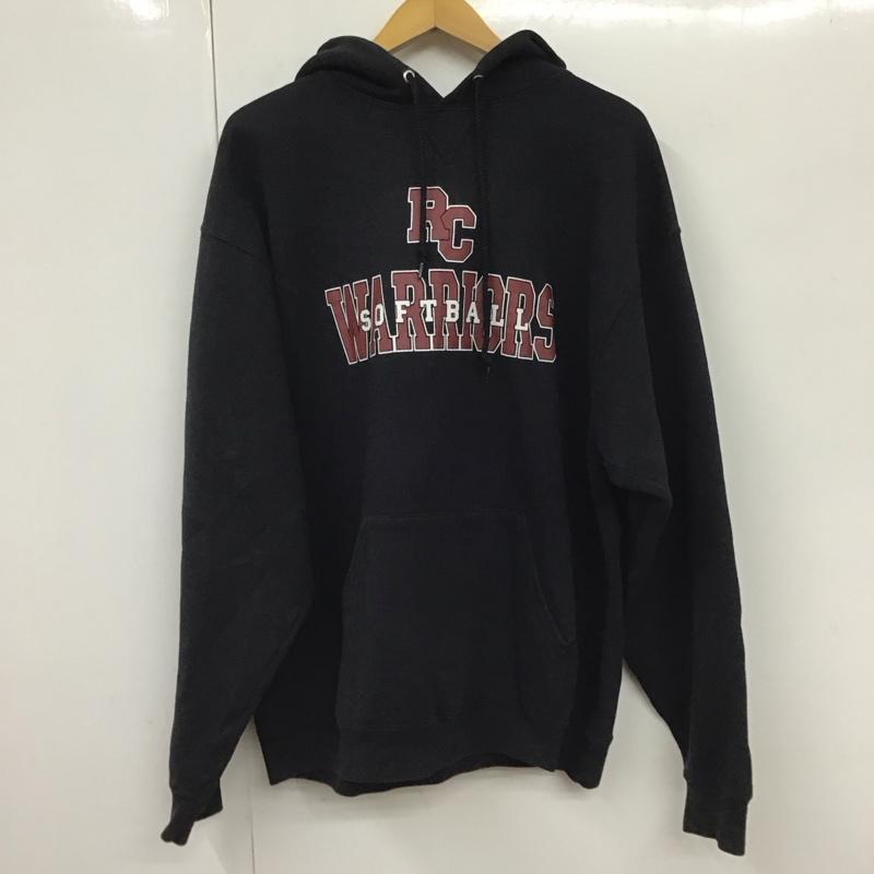 ラッセルアスレティック Russell Athletic パーカー 長袖 ロゴ、文字 X プリント 黒 / ブラック / メンズ USED 古着 中古 10130154