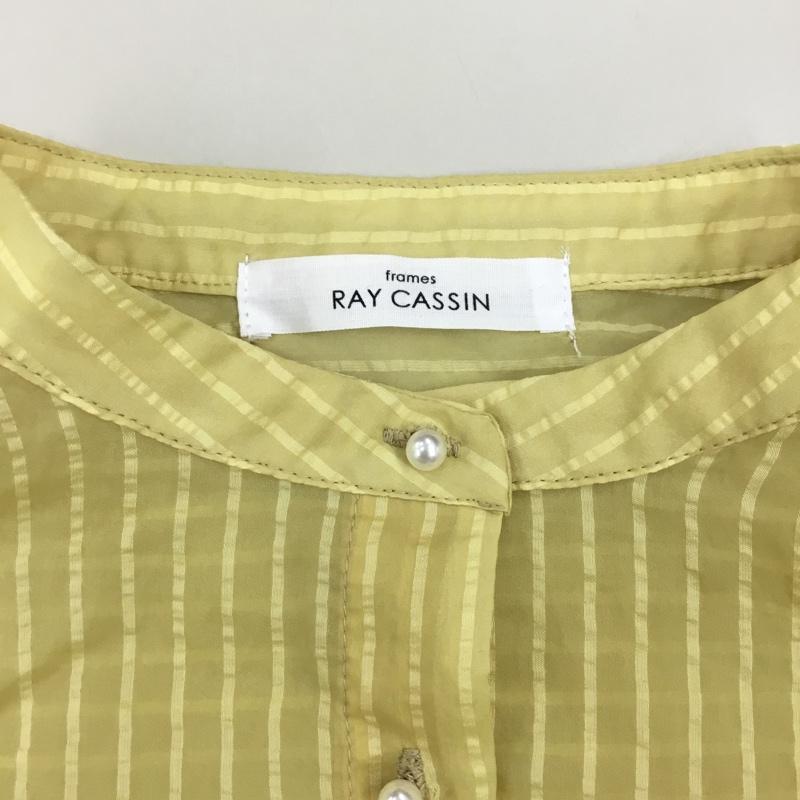 レイカズン Ray Cassin シャツ、ブラウス 長袖 532-117880 パールボタンシアーブラウス M ストライプ 黄 / イエロー / レディース USED 古着 中古 10112891