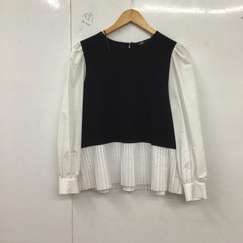 ザラ ZARA カットソー 長袖 S 無地 白 / ホワイト / X 黒 / ブラック / レディース USED 古着 中古 10129280