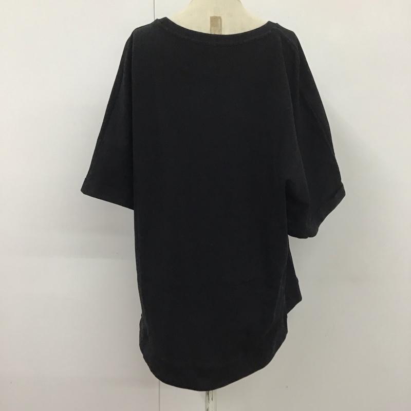 ザラ ZARA カットソー 半袖 サイドスリット L 無地 黒 / ブラック /  レディース USED 古着 中古 10112051