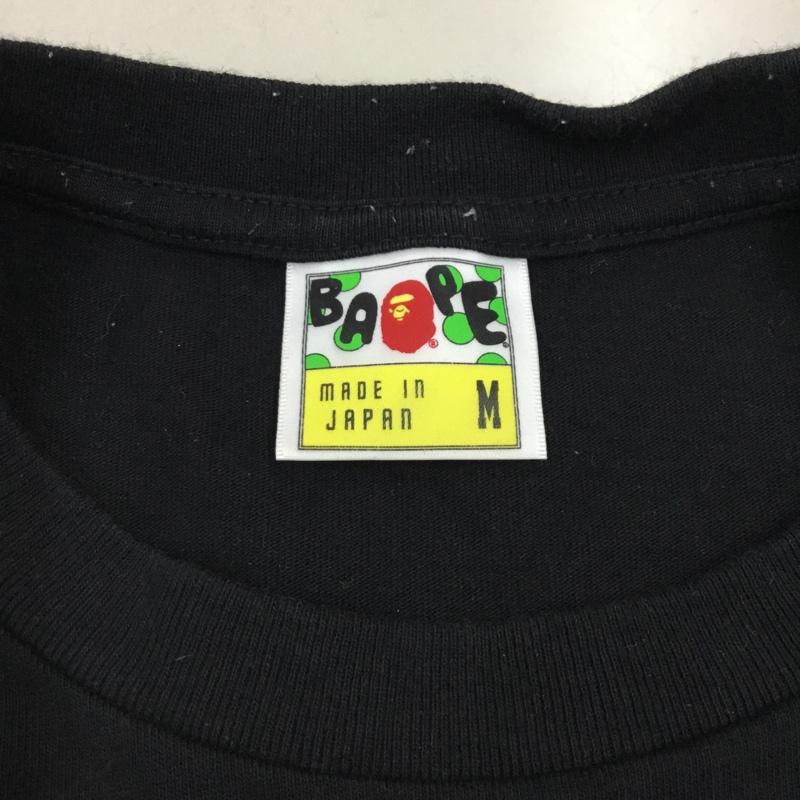 ベイプ BAPE カットソー 長袖 長袖カットソー クルーネックカットソー 長袖Tシャツ プリントTシャツ M ロゴ、文字 黒 / ブラック /  メンズ USED 古着 中古 10111288