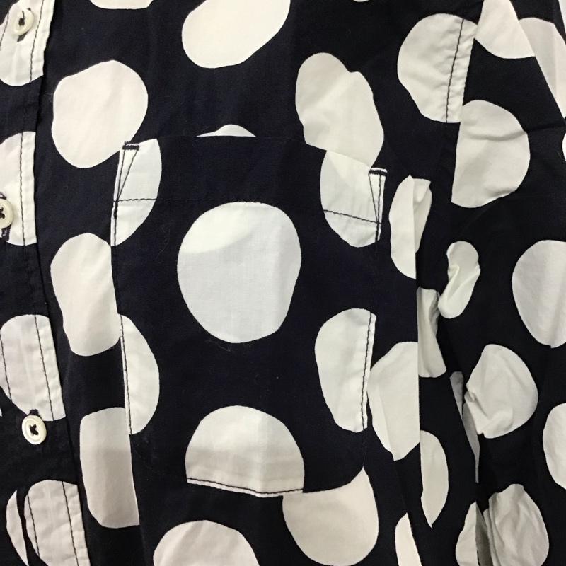 ニコアンド niko and... シャツ、ブラウス 長袖 ON44FA06NN 丸襟 3 ドット 白 / ホワイト / X 紺 / ネイビー / レディース USED 古着 中古 10123106