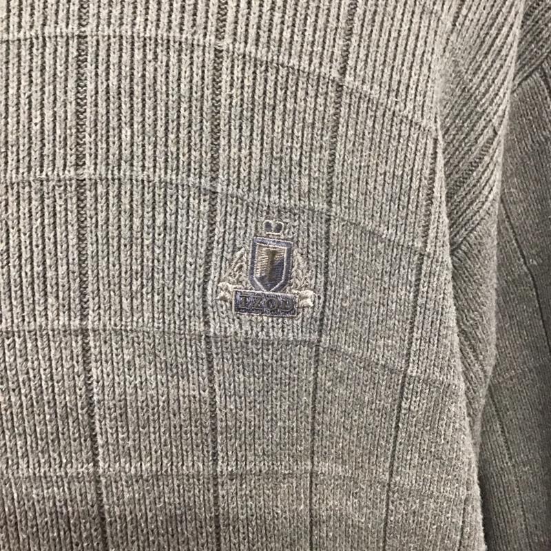 アイゾッド IZOD ニット、セーター 長袖 長袖ニットカットソー ニット セーター クルーネックニット M ロゴ、文字 茶 / ブラウン / メンズ USED 古着 中古 10122013