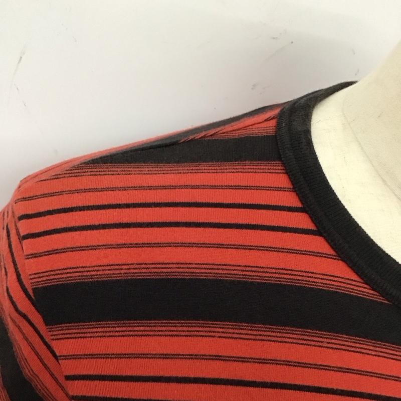 クーティー COOTIE Tシャツ 半袖 半袖カットソー プリントTシャツ クルーネックカットソー L ボーダー柄 黒 / ブラック / X 赤 / レッド /  メンズ USED 古着 中古 10113142