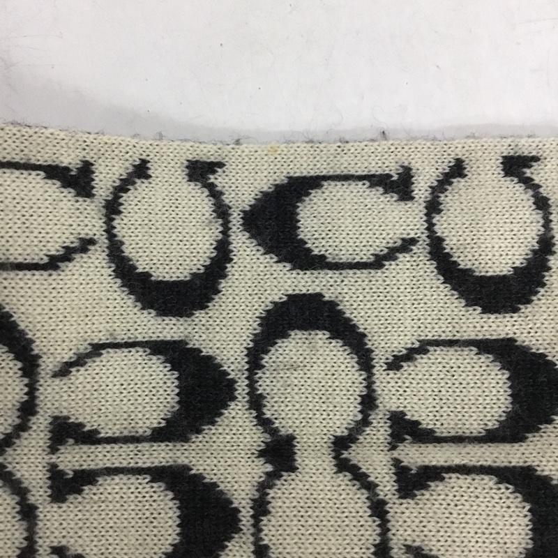 コーチ COACH マフラー マフラー リバーシブル ウール 総柄 白 / ホワイト / X 黒 / ブラック / メンズ USED 古着 中古 10145826
