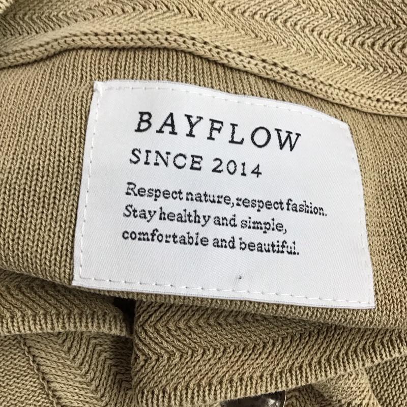 ベイフロー BAYFLOW カーディガン 長袖 長袖ニットカーディガン 長袖カットソー ノーカラージャケット 前開カーディガン 2 無地 ベージュ / ベージュ / メンズ USED 古着 中古 10118064