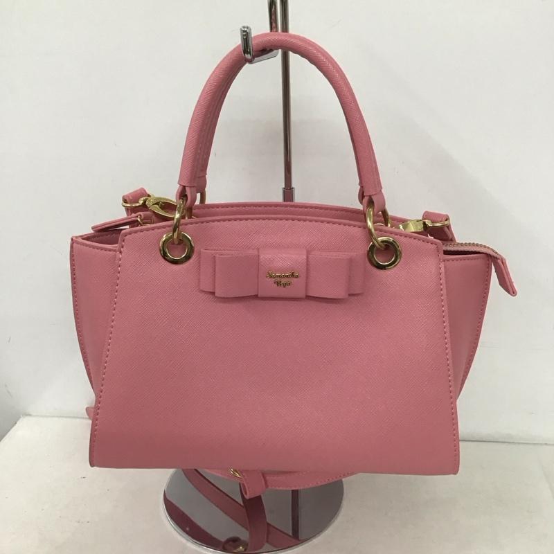 サマンサベガ Samantha Vega ハンドバッグ ハンドバッグ リボン ショルダーバッグ 2WAY ロゴ、文字 桃 / ピンク / レディース USED 古着 中古 10139347