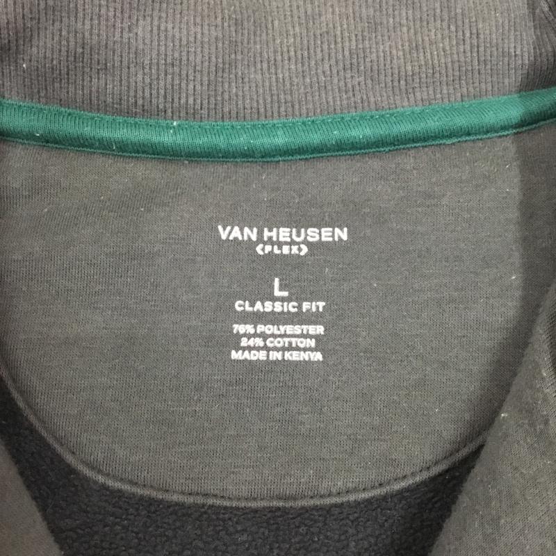 ウ゛ァンヒューゼン VANHEUSEN トレーナー 長袖 ハーフファスナー 裏起毛 L 無地 緑 / グリーン /  メンズ USED 古着 中古 10121009