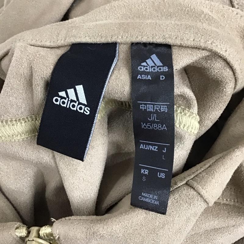 アディダス adidas ジャケット、上着 ジャケット、ブレザー h29548 スウェードジャケット ジップアップジャケット ノーカラージャケット L 無地 ベージュ / ベージュ / レディース USED 古着 中古 10124211