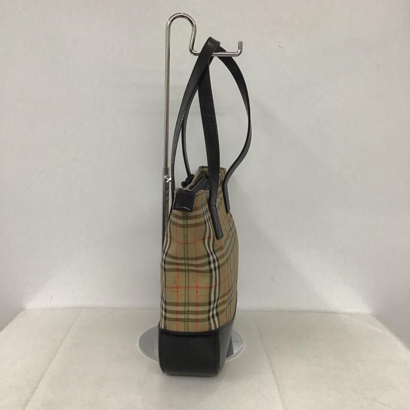 バーバリーズ BURBERRYS トートバッグ トートバッグ チェック 黒 / ブラック / X ベージュ / ベージュ / レディース USED 古着 中古 10132487