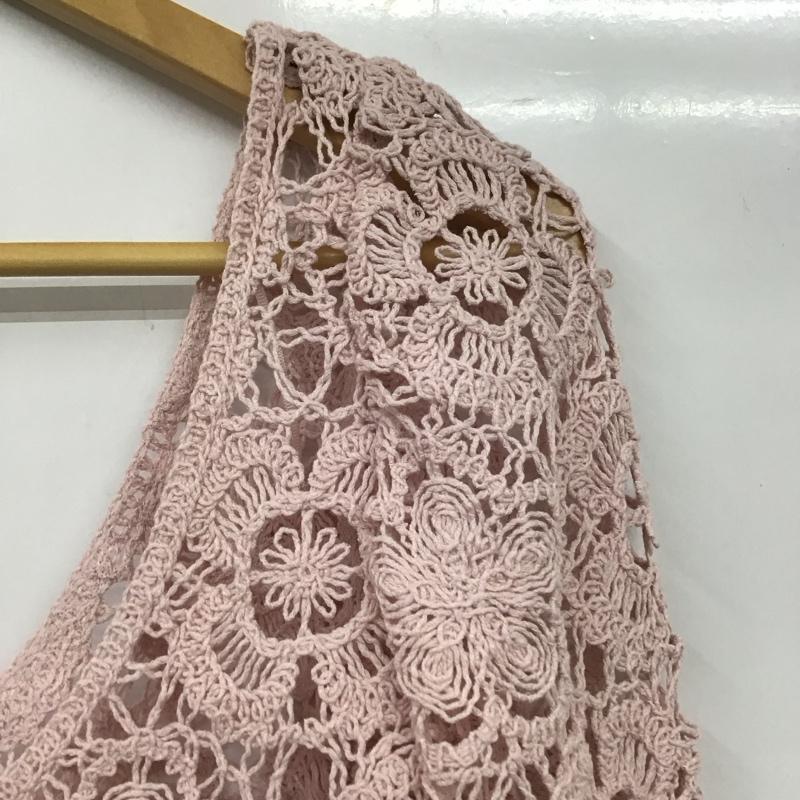ザラ ZARA カットソー 長袖 2142/101/644 Tan Crochet Bardot Puff Sleeve Crop Top M 無地 桃 / ピンク / レディース USED 古着 中古 10131566