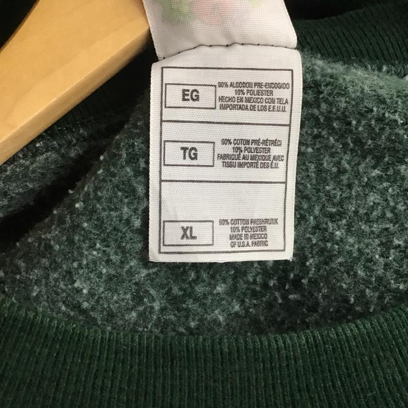 フルーツオブザルーム FRUIT OF THE LOOM トレーナー 長袖 長袖トレーナー スウェット クルーネック プルオーバー 古着 XL ロゴ、文字 緑 / グリーン / メンズ USED 古着 中古 10140834