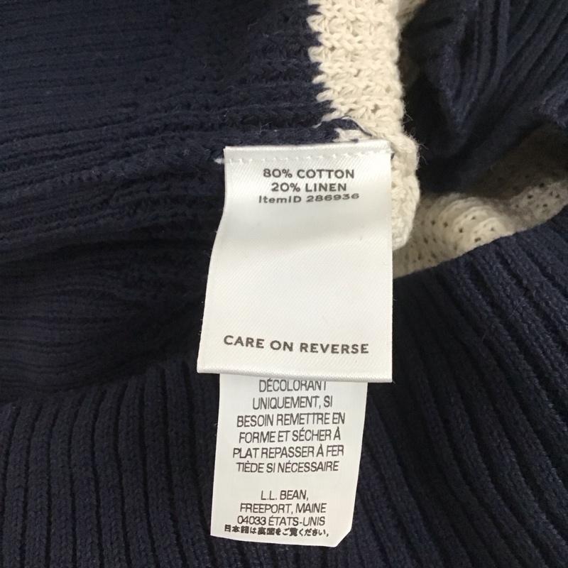 エルエルビーン L.L.Bean ニット、セーター 長袖 長袖ニット 長袖カットソー リブニット セーター クルーネック M ボーダー柄 白 / ホワイト / X 紺 / ネイビー / メンズ USED 古着 中古 10111146