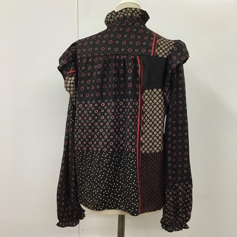 ザラ ZARA シャツ、ブラウス 長袖 8509 163 330 スタンドネック フリル XS 総柄 マルチカラー / マルチカラー / レディース USED 古着 中古 10114768