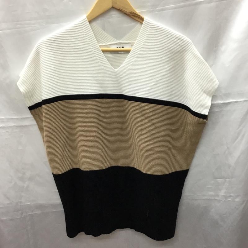 アズールバイマウジー AZUL BY MOUSSY ニット、セーター 半袖 250EAB70-128F ルーズパネルニットトップス 半袖カットソー ノースリーブカットソー FREE 無地 白 / ホワイト / X 黒 / ブラック / X 茶 / ブラウン / レディース USED 古着 中古 10109999