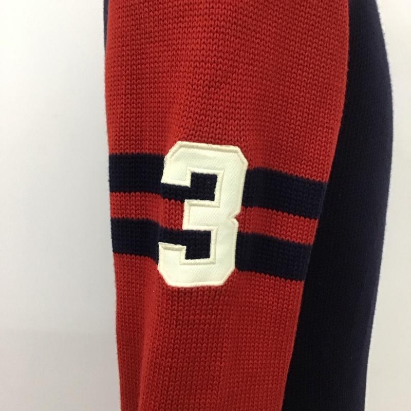 ポロバイラルフローレン Polo by RALPH LAUREN ニット、セーター 長袖 ハーフジップ ビッグポニー XL ワンポイント 紺 / ネイビー / X 赤 / レッド / メンズ USED 古着 中古 10110841