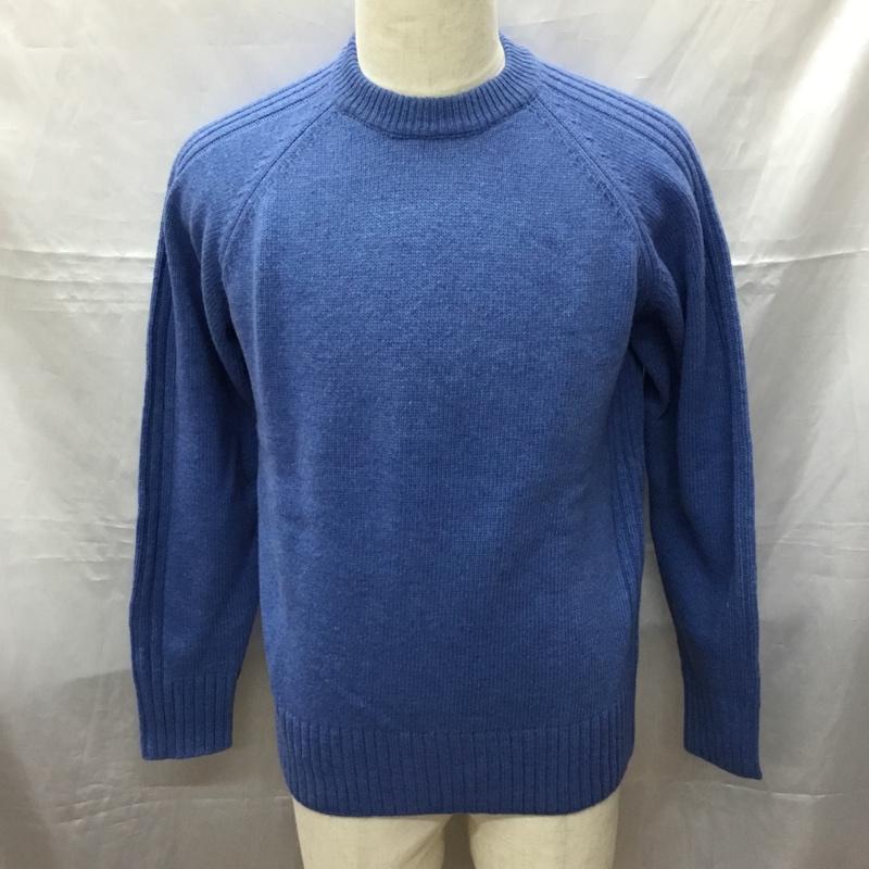 ワイルドライフテーラー WILD LIFE TAILOR ニット、セーター 長袖 長袖ニットカットソー ニット セーター クルーネックニット L 無地 青 / ブルー / メンズ USED 古着 中古 10113545