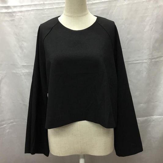 ザラ ZARA カットソー 長袖 4437 281 800 ラグランスリーブ フレアスリーブ L 無地 黒 / ブラック /  レディース USED 古着 中古 10107486