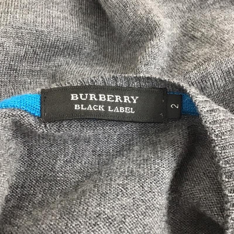 バーバリーブラックレーベル BURBERRY BLACK LABEL ニット、セーター 長袖 長袖ニットカットソー ニット セーター Vネックニット 2 ロゴ、文字 灰 / グレー / メンズ USED 古着 中古 10120366