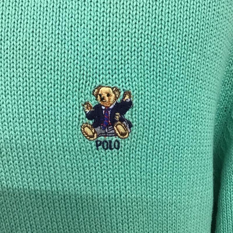 ポロバイラルフローレン Polo by RALPH LAUREN ニット、セーター 長袖 コットンニット クルーネック ポロベア M ワンポイント 薄緑 / ライトグリーン / メンズ USED 古着 中古 10109549