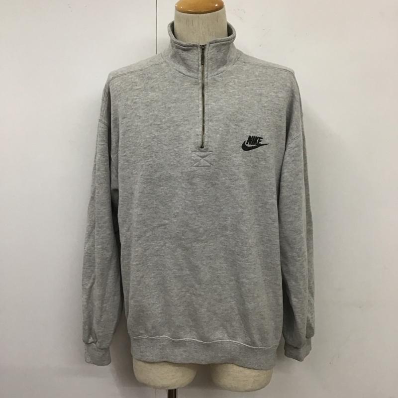 ナイキ NIKE トレーナー 長袖 長袖トレーナー スウェット 長袖カットソー ジップアップネックカットソー 90s M ロゴ、文字 灰 / グレー / メンズ USED 古着 中古 10112059