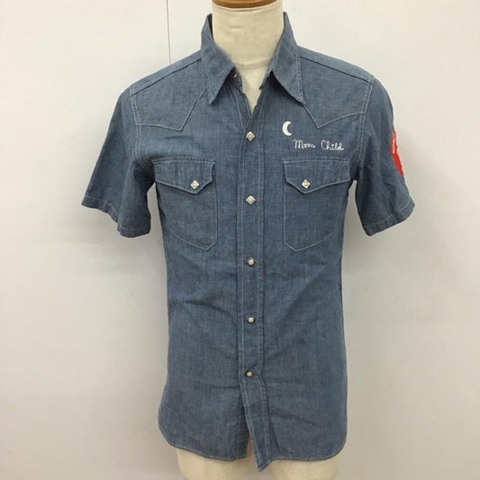 ザリアルマッコイズ THE REAL McCOY S シャツ、ブラウス 半袖 半袖シャツ カラーシャツ 半袖カットソー プリントシャツ ロゴ、文字 インディゴ / インディゴ /  メンズ USED 古着 中古 10113101